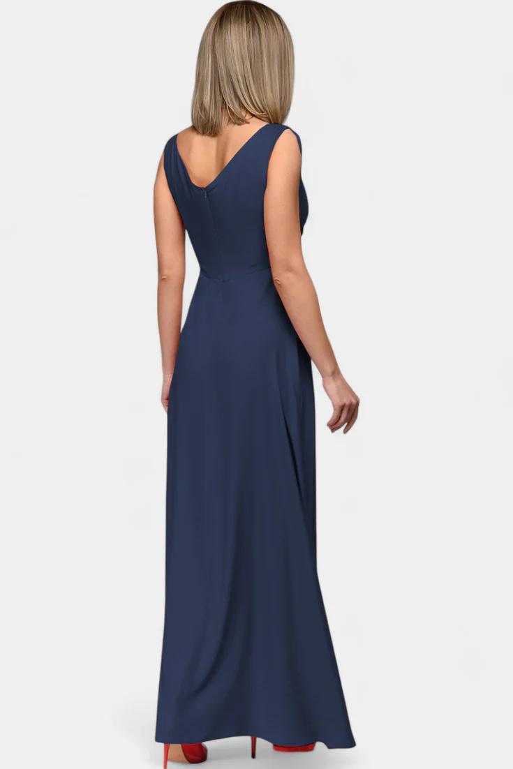 Rocío Vestido Largo con Drapeado Frontal y Escote Cruzado - Image 8