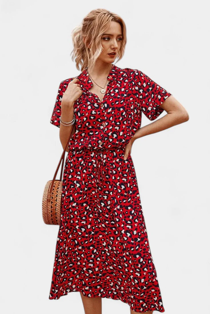 Rovena Vestido Midi de Lunares con Cuello Camisero y Cintura Ajustable - Image 27