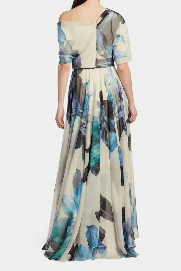 Sanaa Vestido Floral Abstracto de Un Hombro - Image 3
