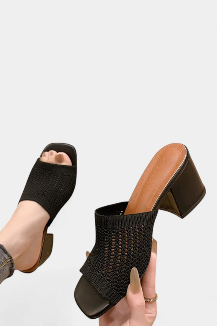Christy Sandalias de Tacón con Malla Transpirable y Diseño Cuadrado - Image 2