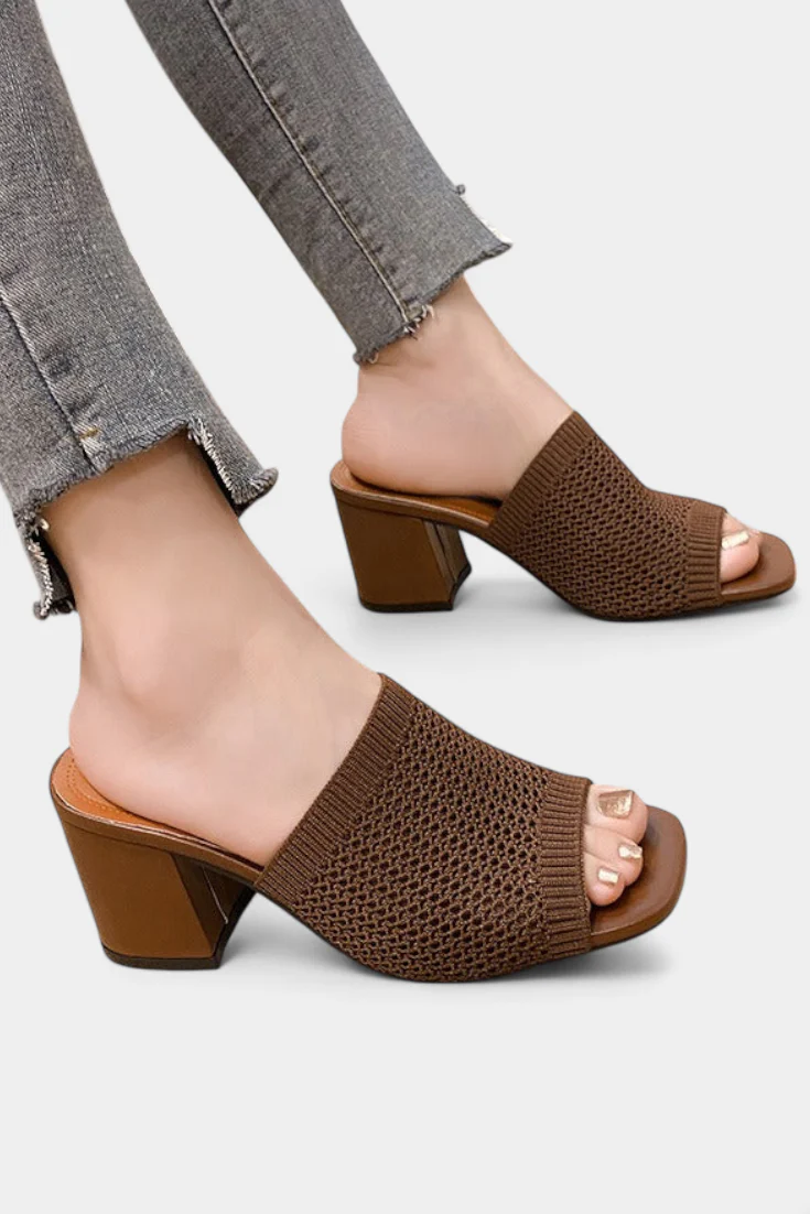Christy Sandalias de Tacón con Malla Transpirable y Diseño Cuadrado - Image 3