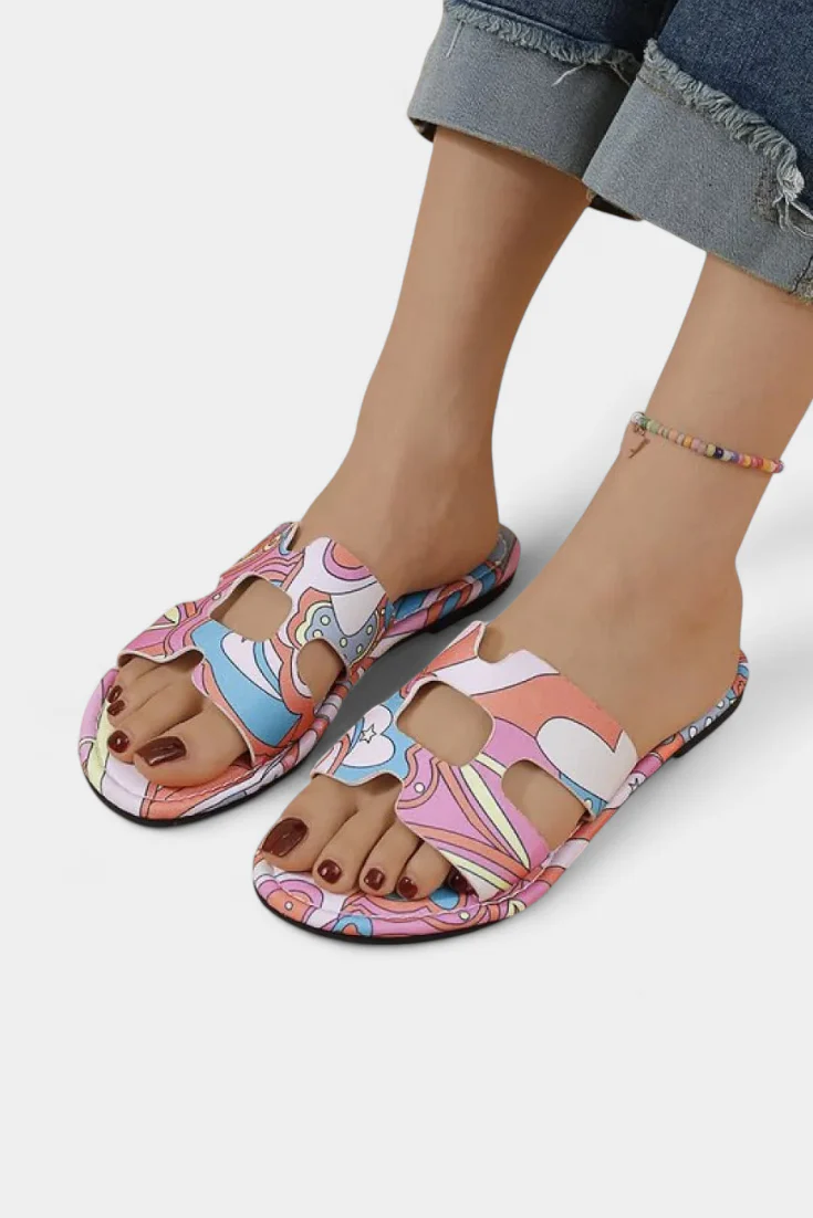 Berenice Sandalias Planas Multicolores con Estampado Tropical - Image 2