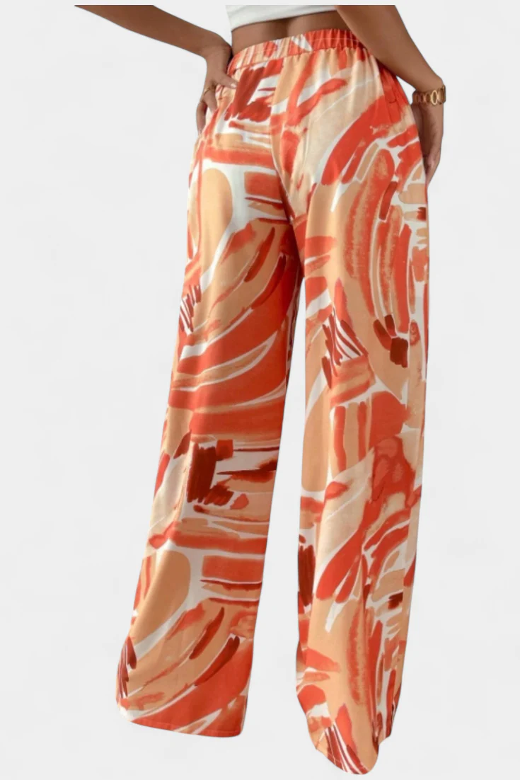 Senda Pantalones de Pierna Ancha con Estampado Abstracto - Image 3