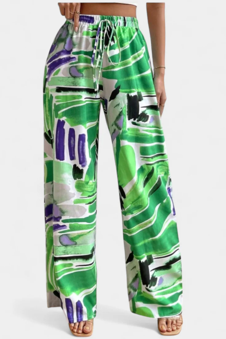 Senda Pantalones de Pierna Ancha con Estampado Abstracto - Image 4