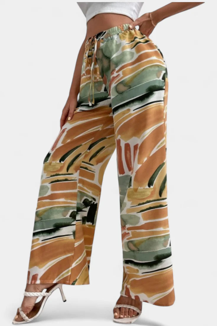 Senda Pantalones de Pierna Ancha con Estampado Abstracto - Image 5