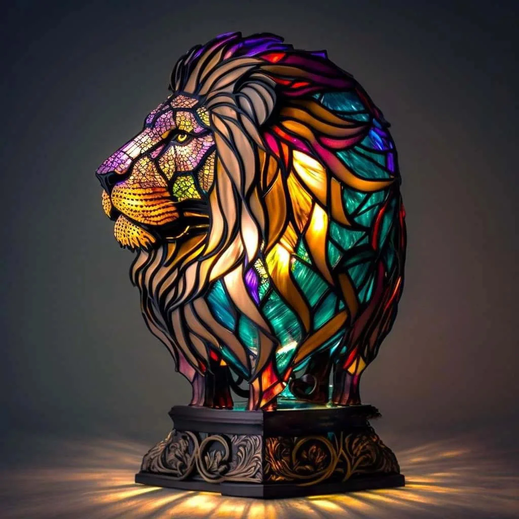 Simba | Lámpara león mágica en vidrio de colores