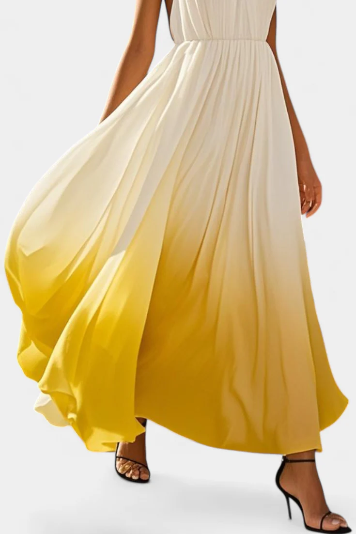 Starla Vestido Halter Plisado con Perlas - Image 2