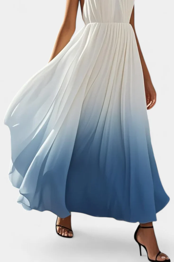 Starla Vestido Halter Plisado con Perlas - Image 4
