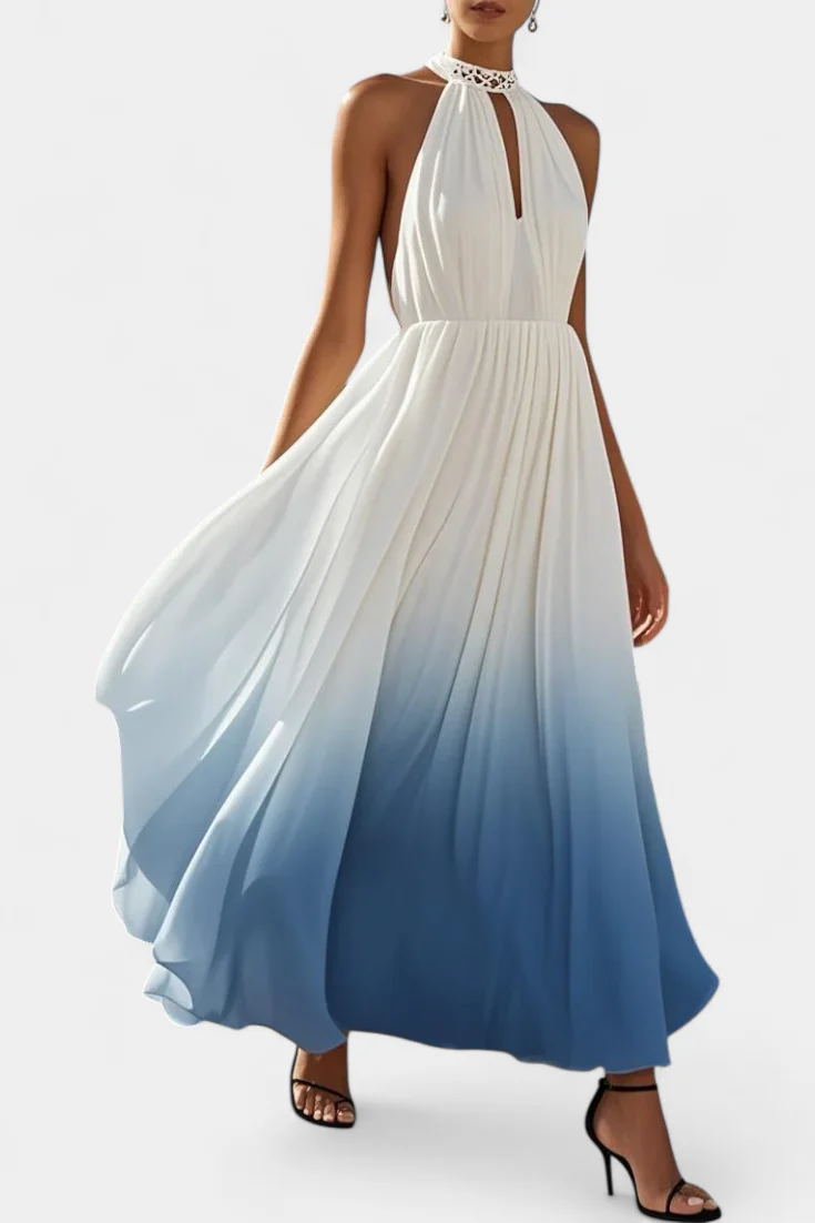 Starla Vestido Halter Plisado con Perlas - Image 7