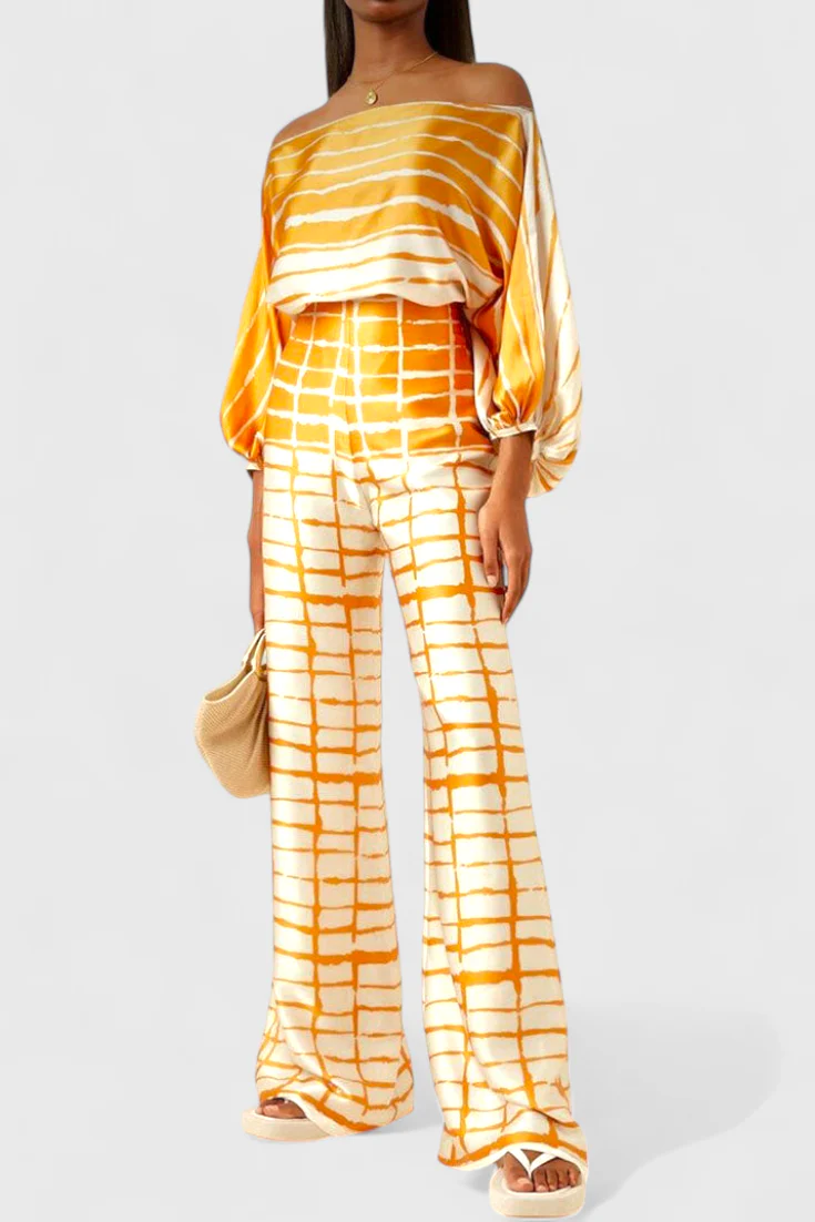 Sybella Conjunto Estampado de Dos Piezas con Pantalones de Pierna Ancha - Image 10