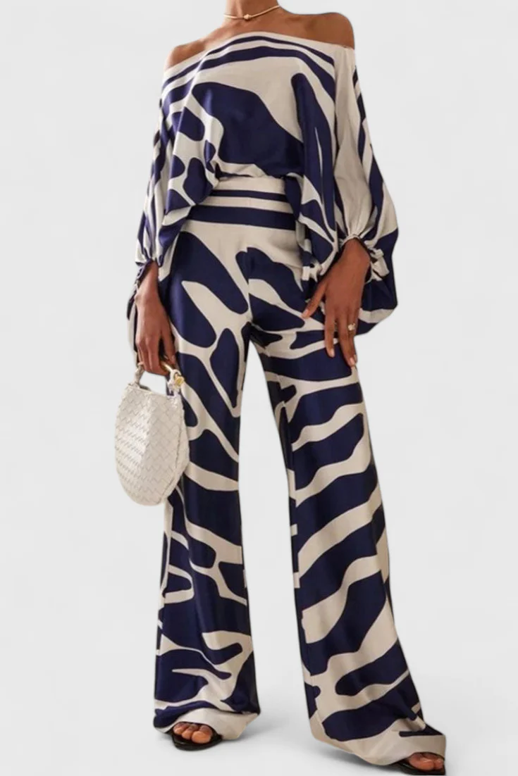 Sybella Conjunto Estampado de Dos Piezas con Pantalones de Pierna Ancha - Image 11