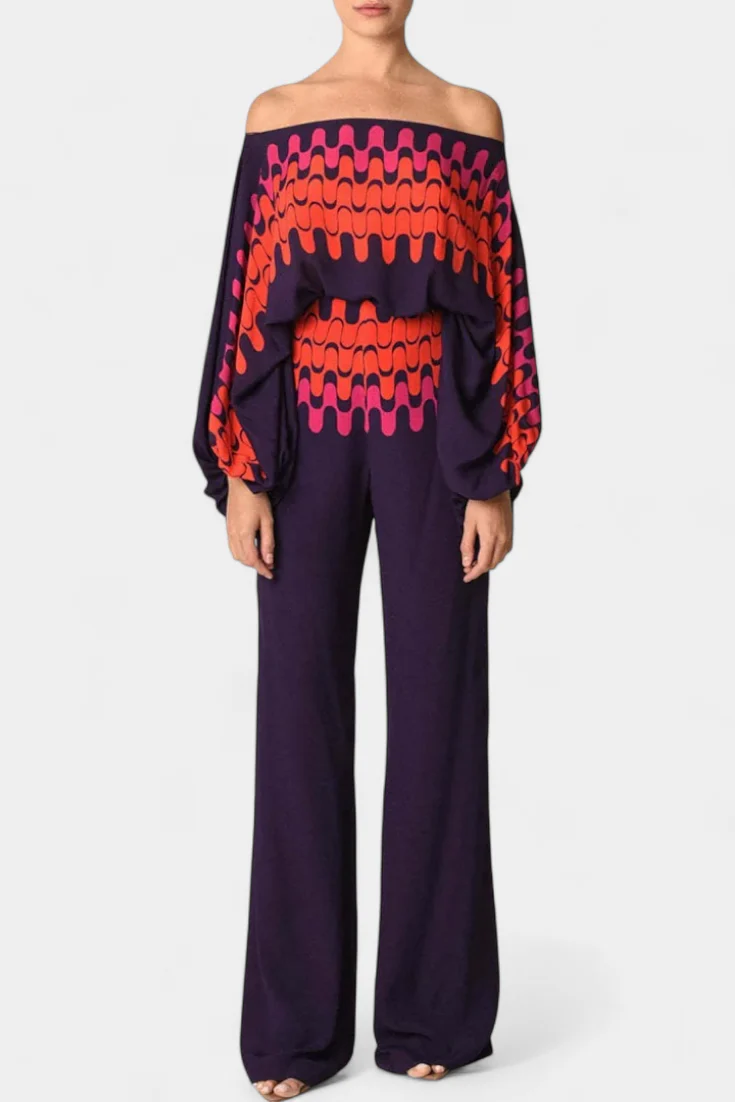 Sybella Conjunto Estampado de Dos Piezas con Pantalones de Pierna Ancha - Image 6