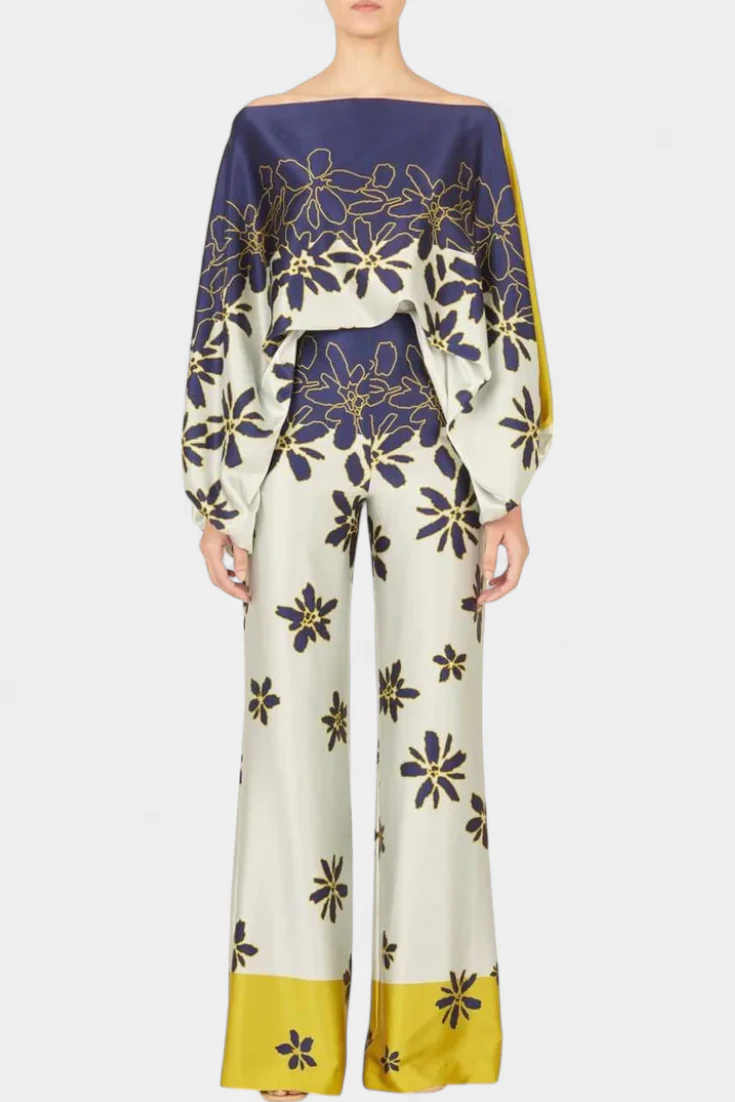 Sybella Conjunto Estampado de Dos Piezas con Pantalones de Pierna Ancha - Image 7