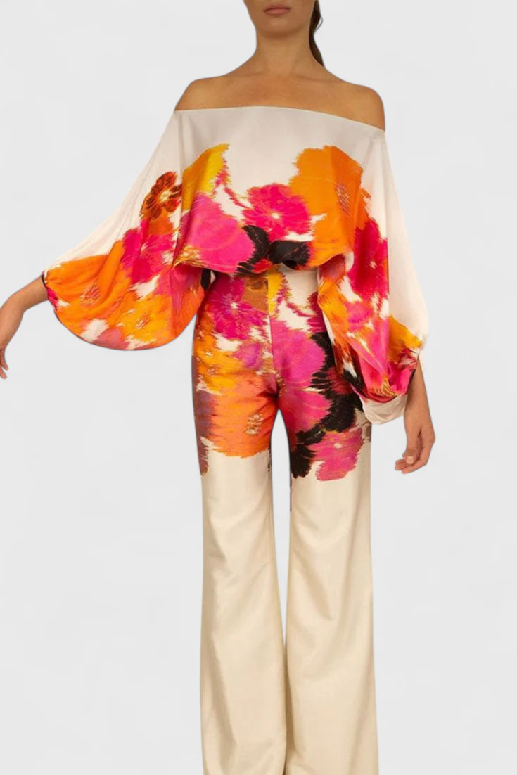 Sybella Conjunto Estampado de Dos Piezas con Pantalones de Pierna Ancha - Image 9