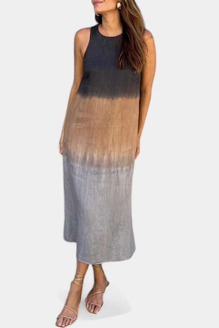 Taerra Vestido Sin Mangas con Estilo Tie-Dye en Degradé