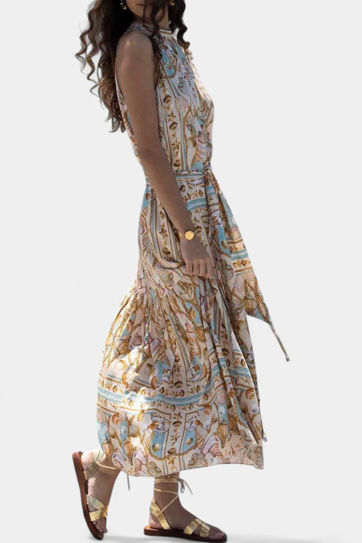 Teófila Vestido Largo con Estampado de Tesoros del Océano - Image 2
