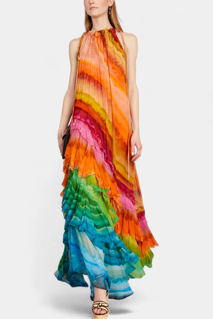 Tori Vestido con Volantes y Estampado Multicolor - Image 2