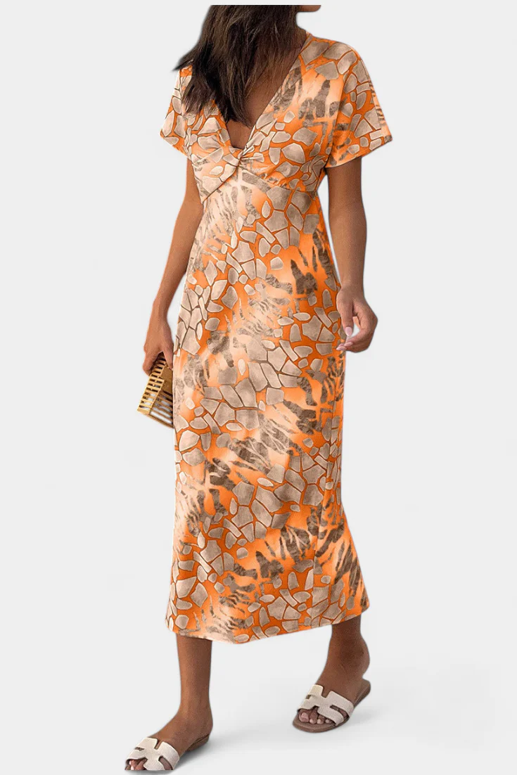 Triana Vestido con Estampado Abstracto y Escote en V - Image 6