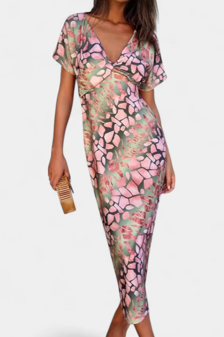 Triana Vestido con Estampado Abstracto y Escote en V - Image 8