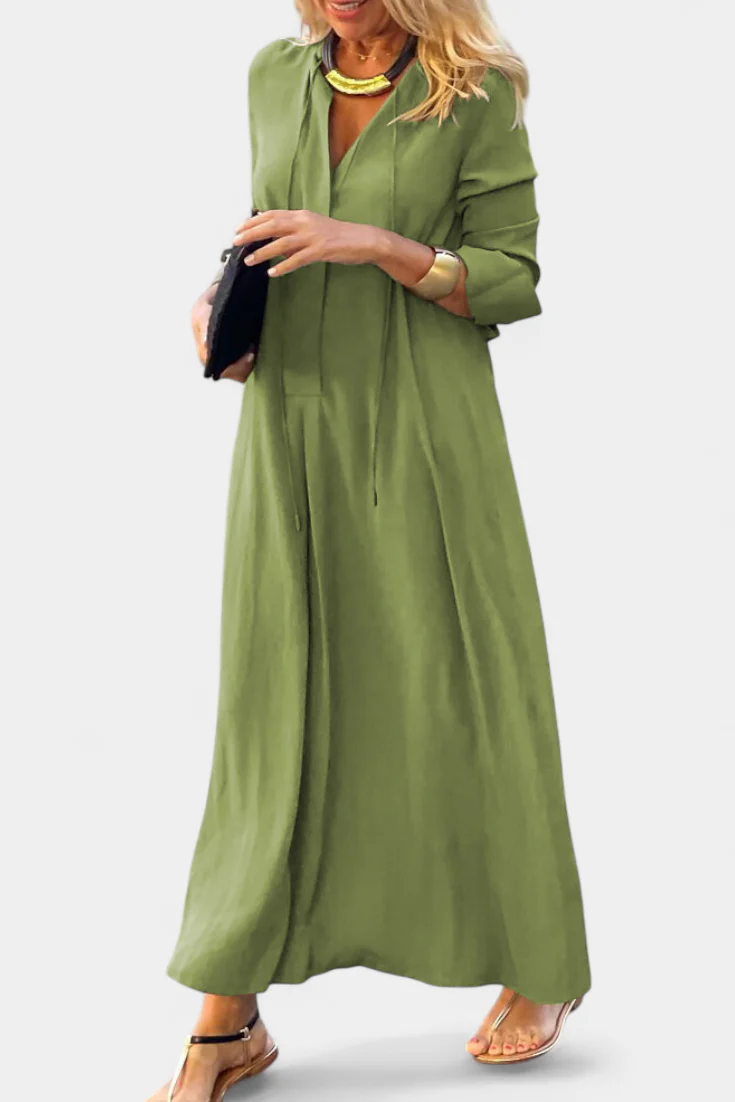 Verónica Vestido de Manga Larga con Escote en V - Image 2
