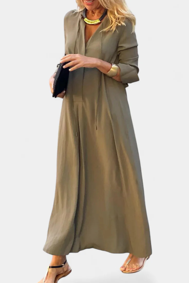 Verónica Vestido de Manga Larga con Escote en V - Image 3