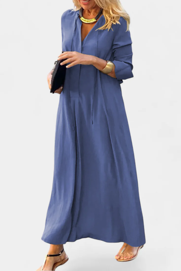 Verónica Vestido de Manga Larga con Escote en V - Image 4