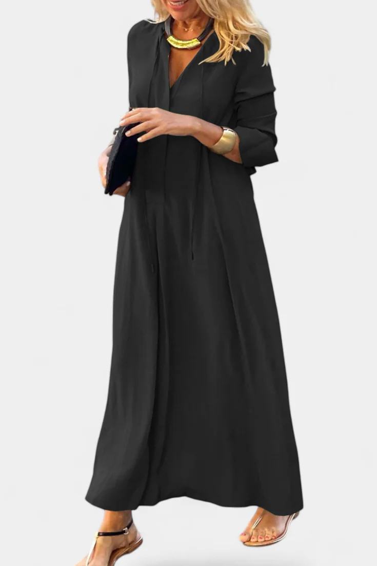 Verónica Vestido de Manga Larga con Escote en V - Image 5