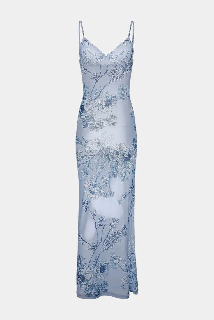 Iris Vestido de Encaje Floral Azul - Image 4