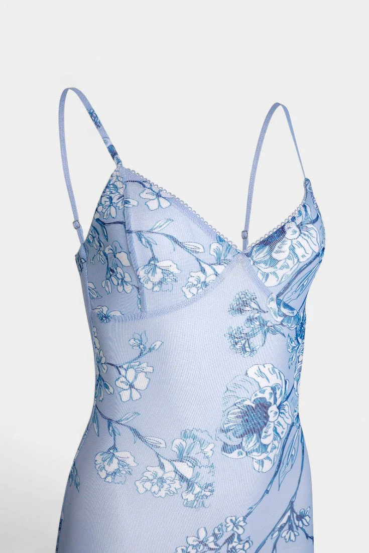 Iris Vestido de Encaje Floral Azul - Image 5