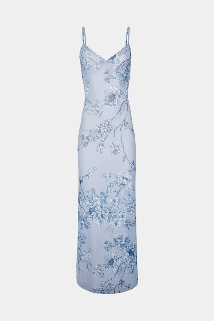 Iris Vestido de Encaje Floral Azul - Image 6
