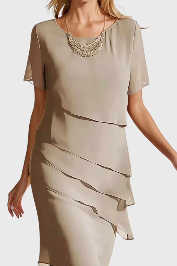 Mia Vestido de Gasa con Flecos