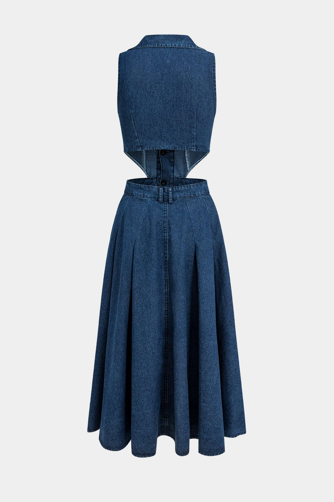 Alia Vestido de mezclilla sin mangas con corte - Image 5