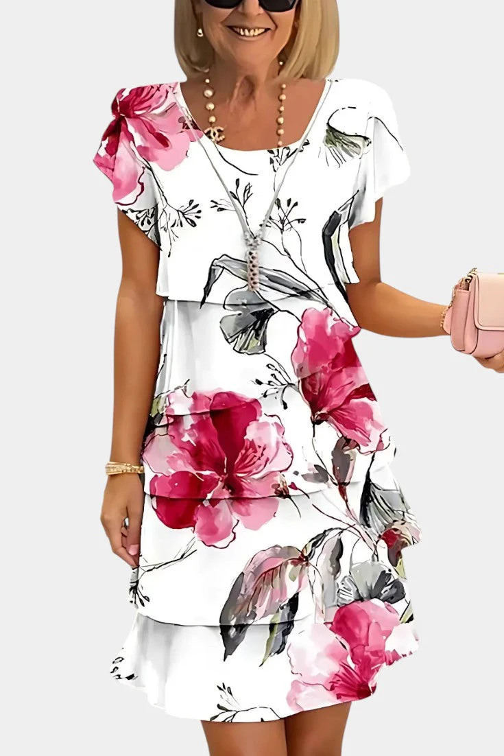 Tamara Vestido de Raso Floral en Capas - Image 2
