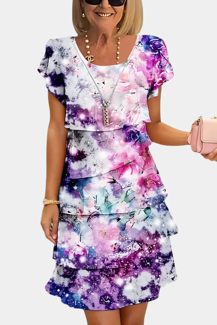 Tamara Vestido de Raso Floral en Capas - Image 4