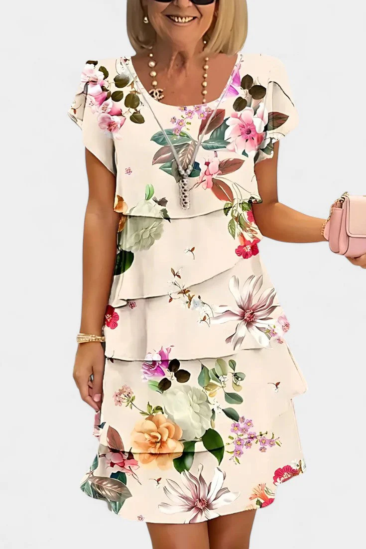 Tamara Vestido de Raso Floral en Capas - Image 5