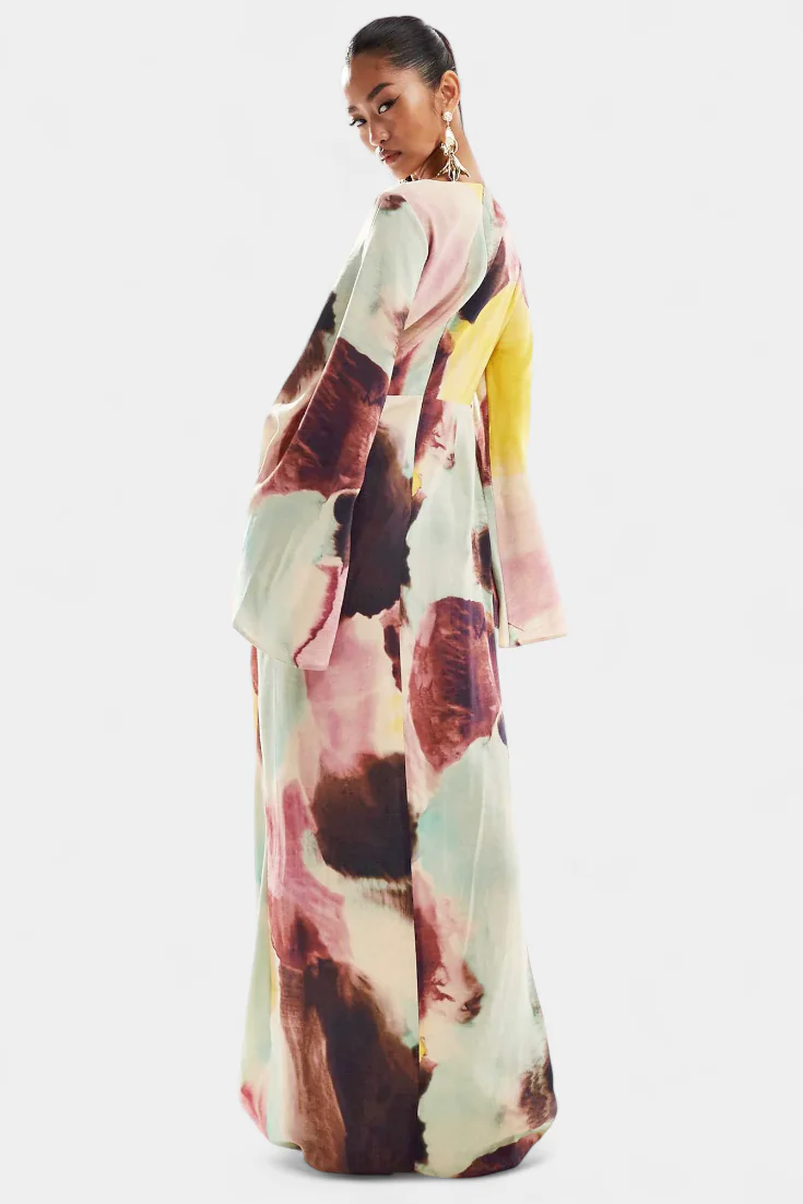 Dana Vestido Maxi de Acuarela con Frontal Torcido - Image 2