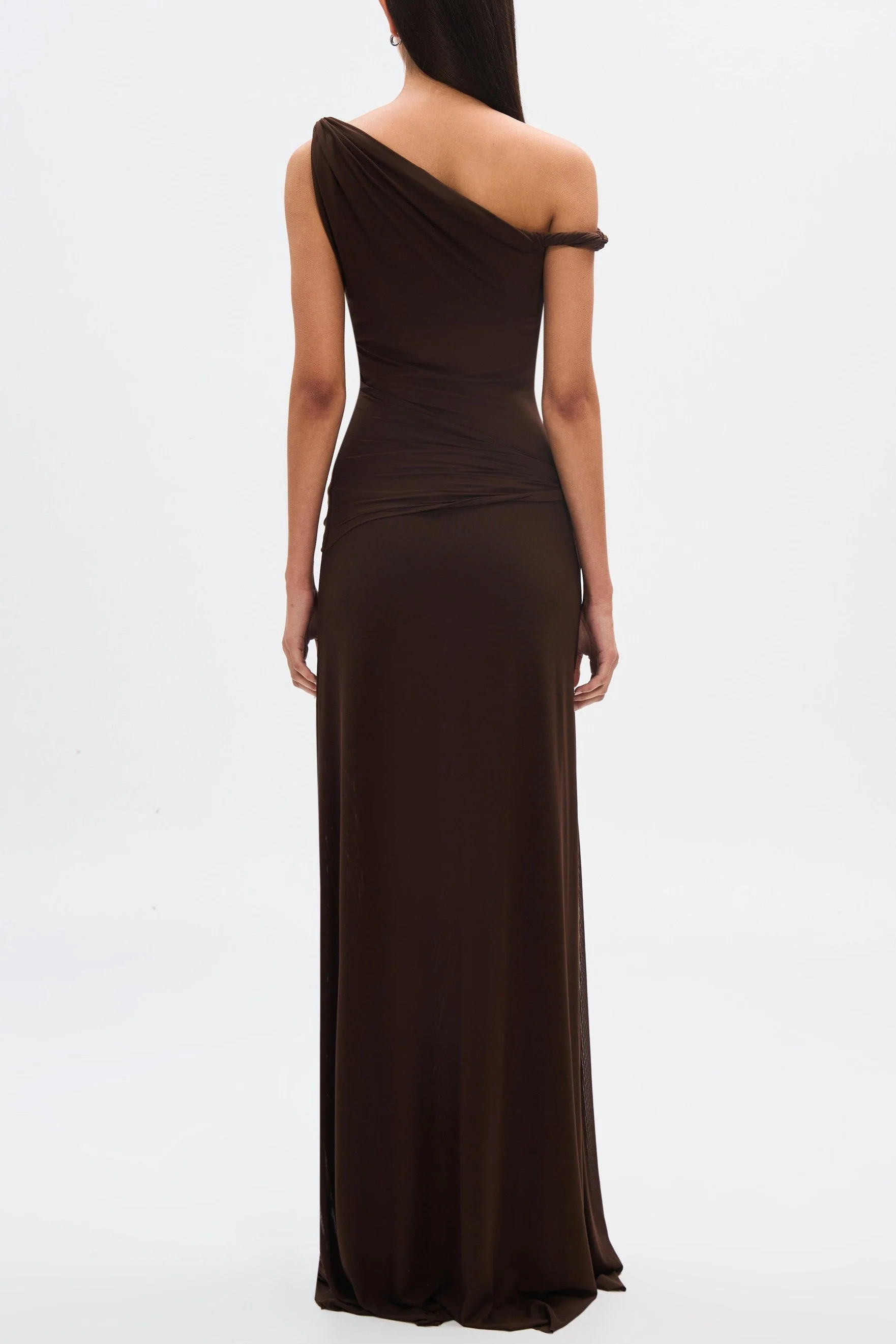 Eranda Vestido Maxi de Malla Drapada Off-Shoulder - Image 2