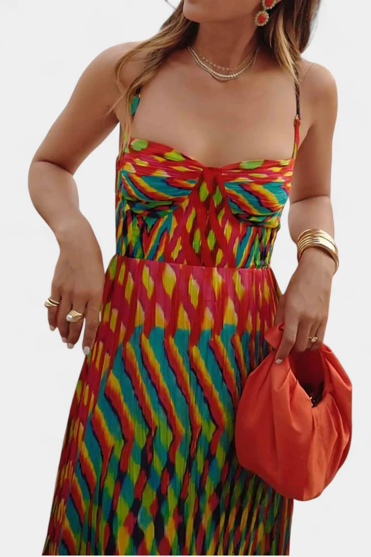 Océana Vestido Maxi Halter Abstracto - Image 3