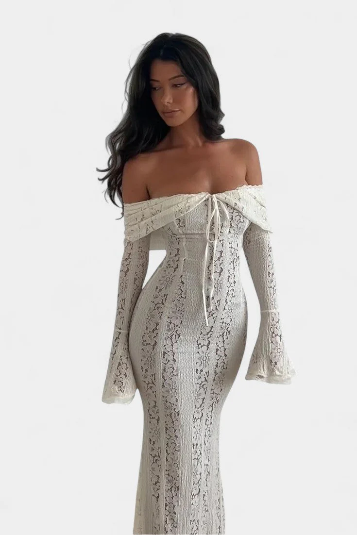 Rosalie Vestido Maxi Off-Shoulder de Encaje - Image 4