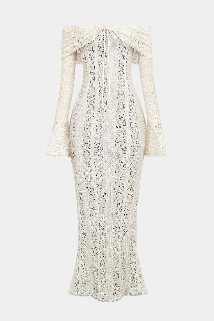 Rosalie Vestido Maxi Off-Shoulder de Encaje - Image 5