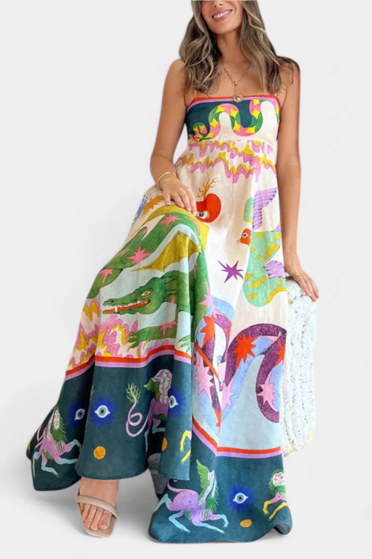 Arlene Vestido Midi de Mezcla de Lino Impreso - Image 5
