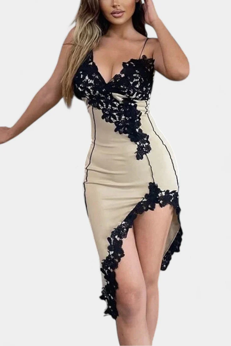 Diana Vestido Midi de Panel de Encaje Asimétrico - Image 3