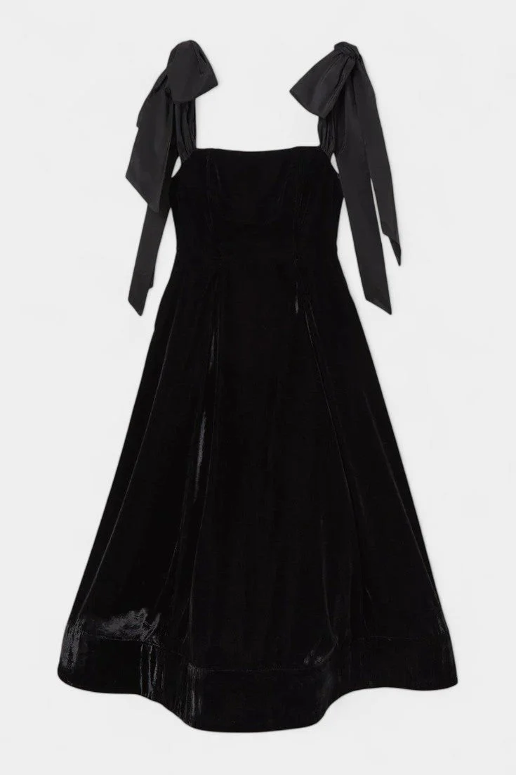 Ajla Vestido Midi de Terciopelo sin Tirantes con Lazo - Image 4