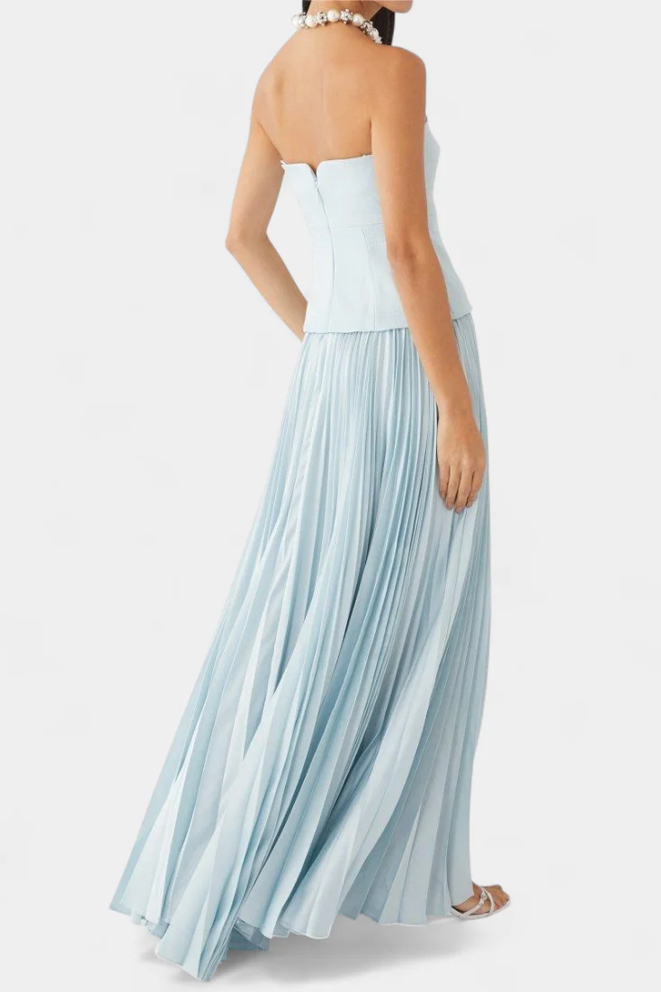 Clara Vestido Midi Plisado con Hombros Descubiertos - Image 2