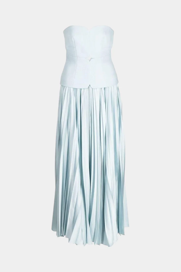 Clara Vestido Midi Plisado con Hombros Descubiertos - Image 5