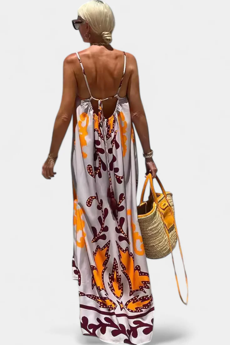 Vilma Vestido con Estampado Tropical y Espalda Descubierta - Image 3