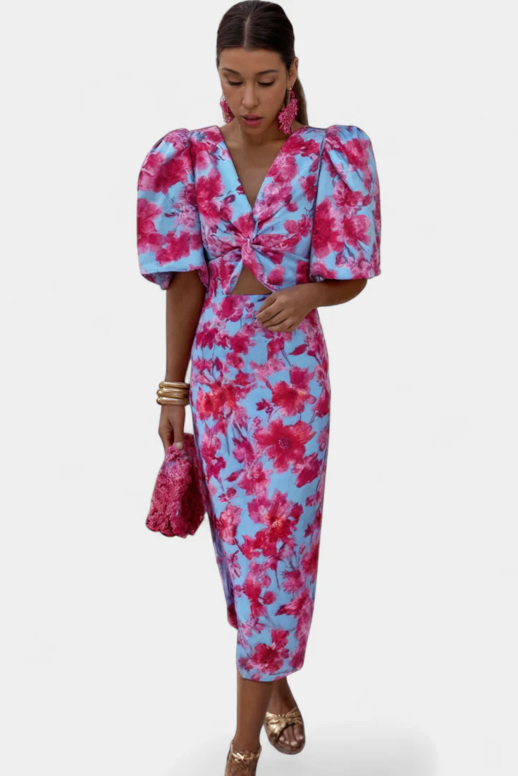 Wibia Vestido Estampado con Mangas Volumen y Fruncido - Image 10
