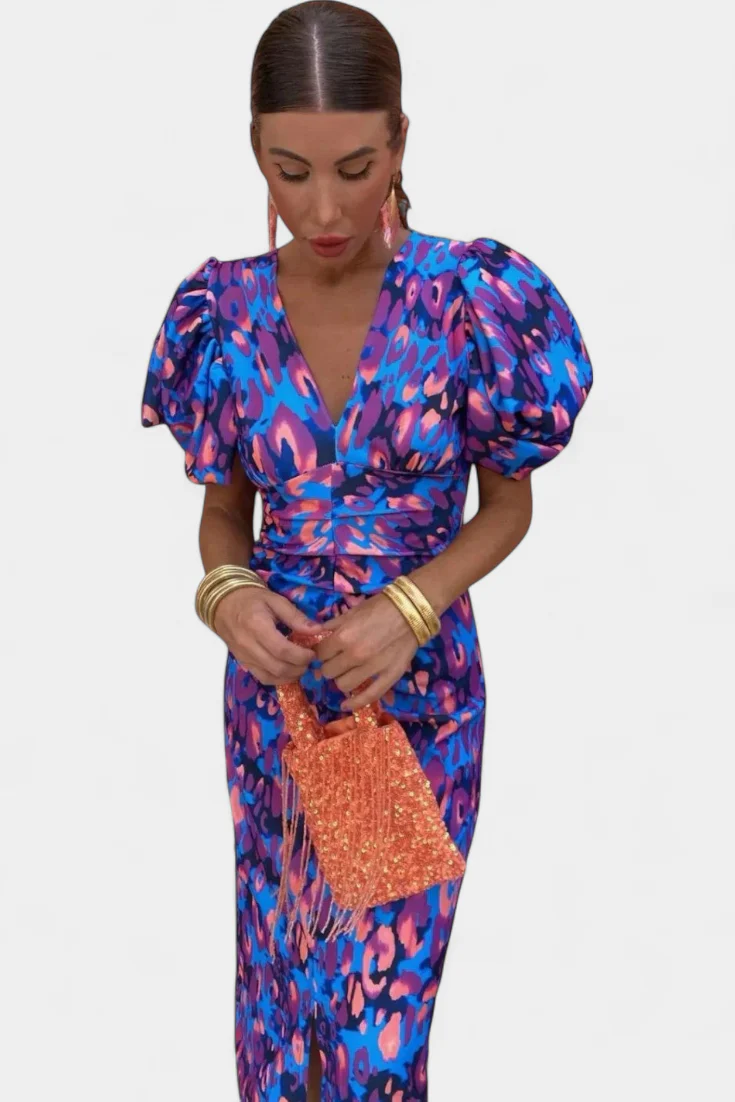 Wibia Vestido Estampado con Mangas Volumen y Fruncido - Image 4