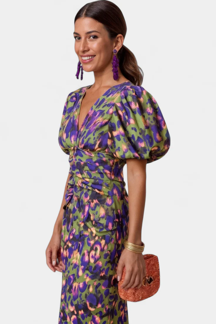Wibia Vestido Estampado con Mangas Volumen y Fruncido - Image 6