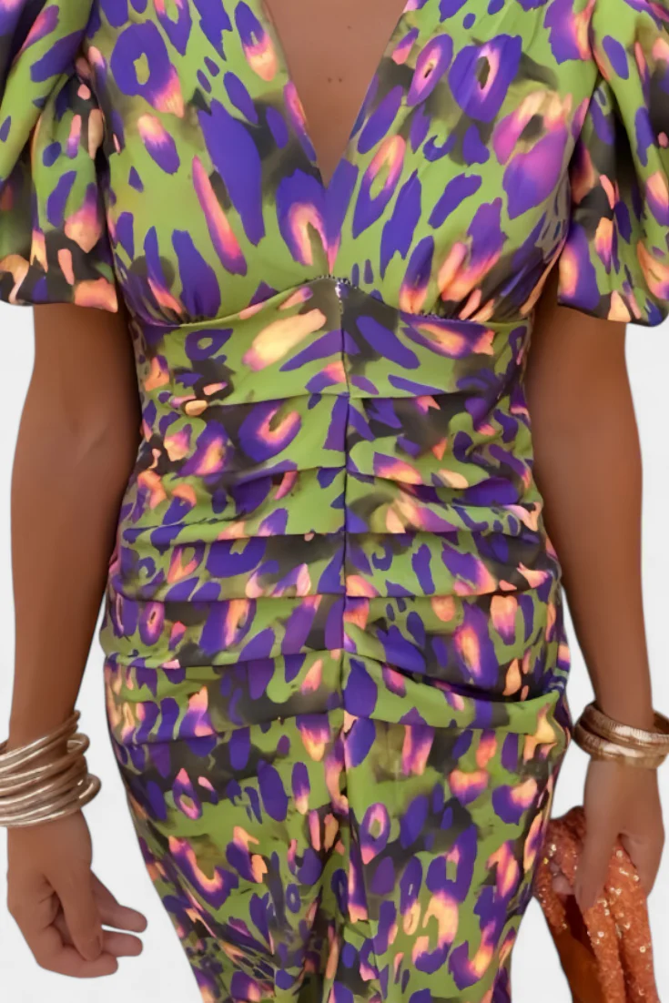 Wibia Vestido Estampado con Mangas Volumen y Fruncido - Image 7